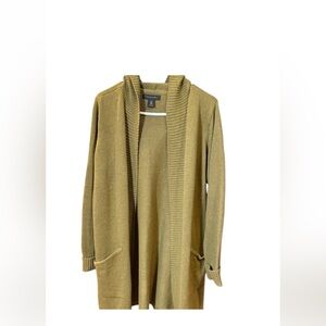 Tahari Open Front Knit Hooded Cardigan Sweater Size 1X Olive Heathered NWT